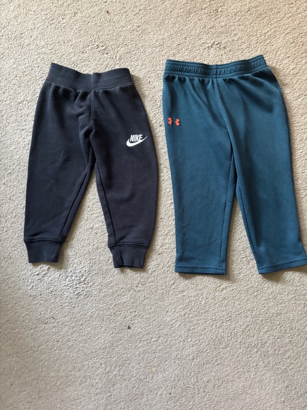Nike Kids Black Joggers with White Swoosh & Teal Athletic Pants